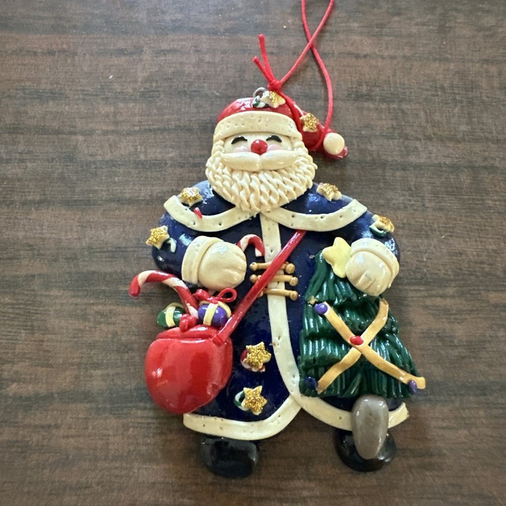 Vintage Ceramic Department 56 & Clay Christmas Santa Claus Ornament